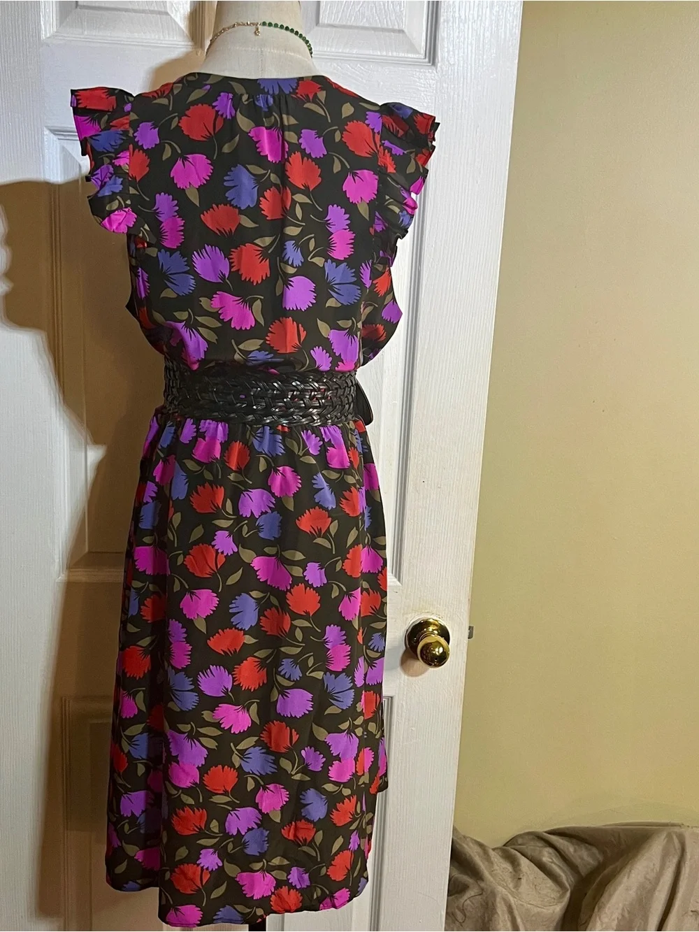 J Crew Wms Floral Silk Flutter Sleeve Pleated Retro‎ Whimsical Midi Dress 10
